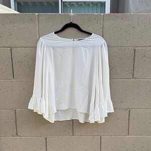 Zara Cream Blouse with Ruffled Sleeves